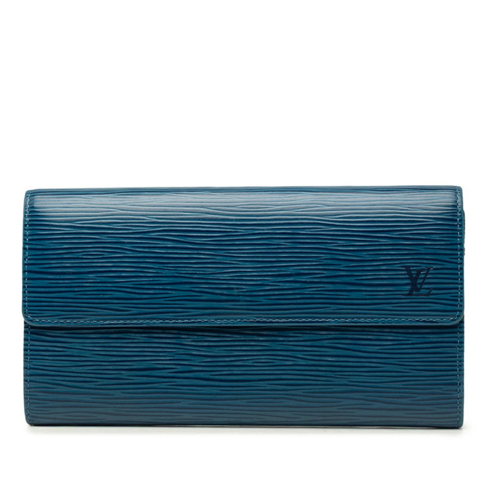 Louis Vuitton Epi Pochette Portemonnaie Credit Long Wallet M63575 Toledo Blue...
